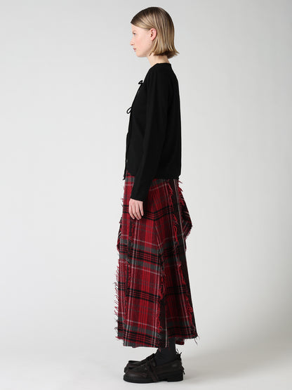 WOOL JERSEY CHINESE BUTTON ASYMMETRIC CARDIGAN
