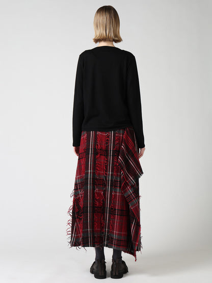 WOOL JERSEY CHINESE BUTTON ASYMMETRIC CARDIGAN