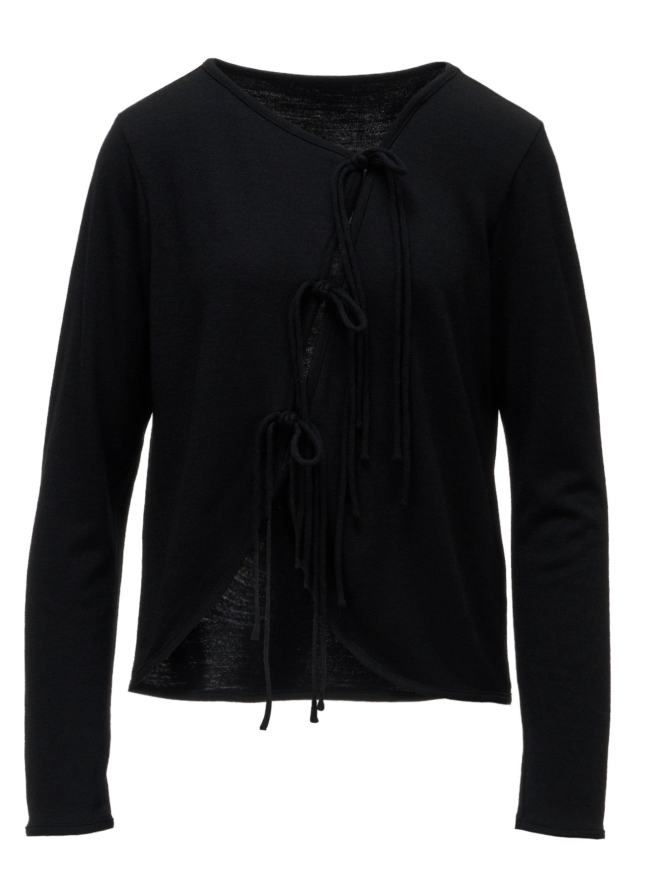WOOL JERSEY CHINESE BUTTON ASYMMETRIC CARDIGAN