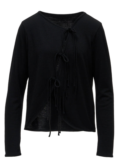 WOOL JERSEY CHINESE BUTTON ASYMMETRIC CARDIGAN