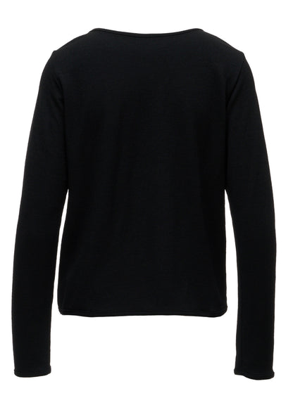 WOOL JERSEY CHINESE BUTTON ASYMMETRIC CARDIGAN