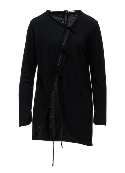WOOL JERSEY CHINESE BUTTON ASYMMETRIC LONG CARDIGAN