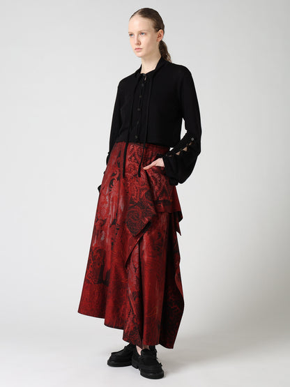 WOOL/SILK CREPE DRAPE SLEEVE CARDIGAN