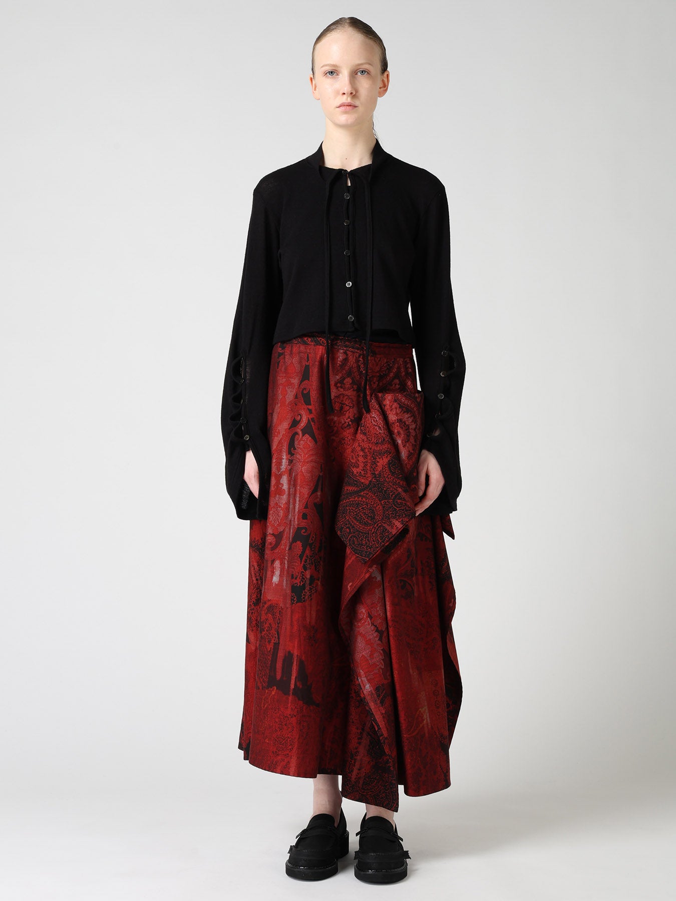 WOOL/SILK CREPE DRAPE SLEEVE CARDIGAN – THE SHOP YOHJI YAMAMOTO