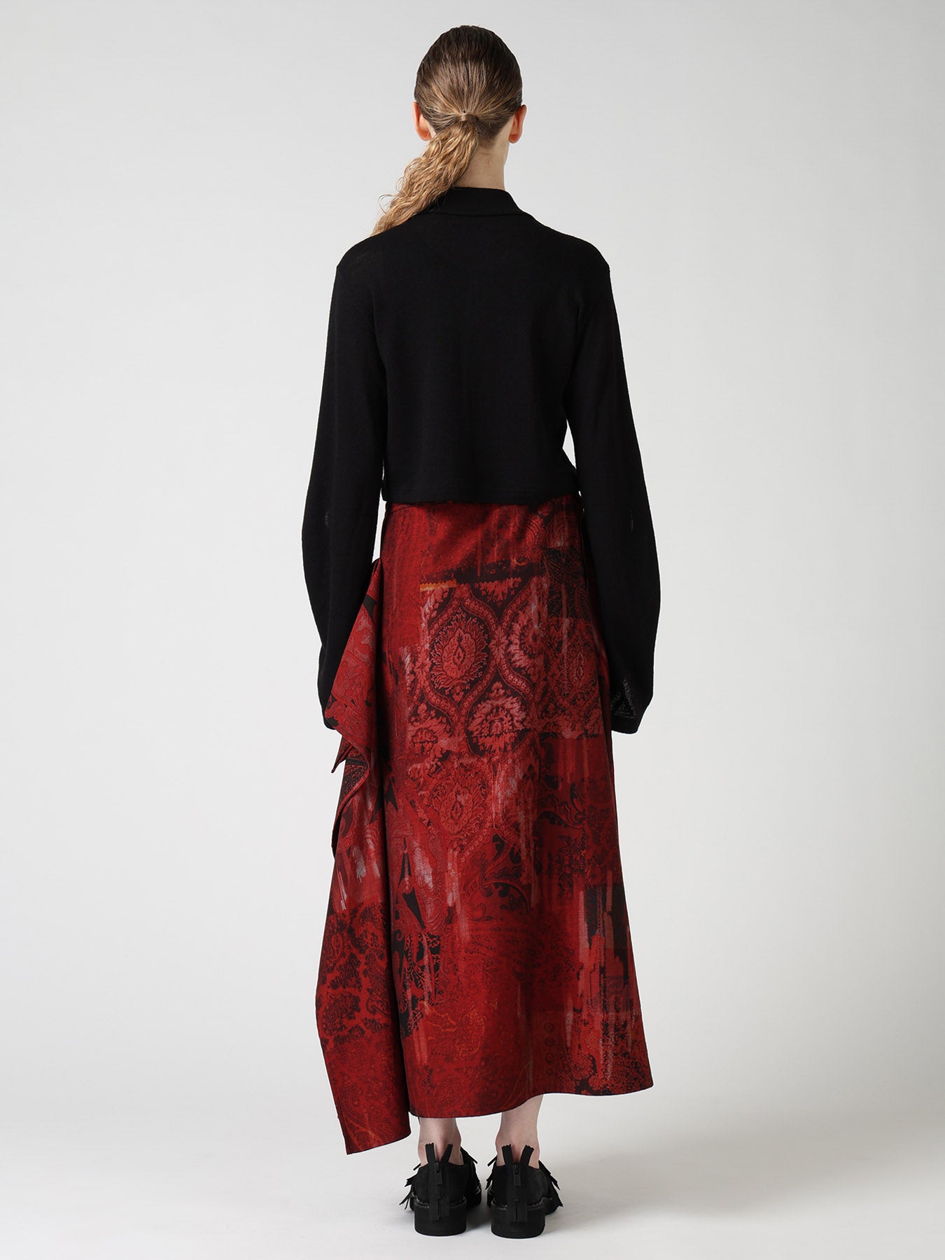 WOOL/SILK CREPE DRAPE SLEEVE CARDIGAN – THE SHOP YOHJI YAMAMOTO