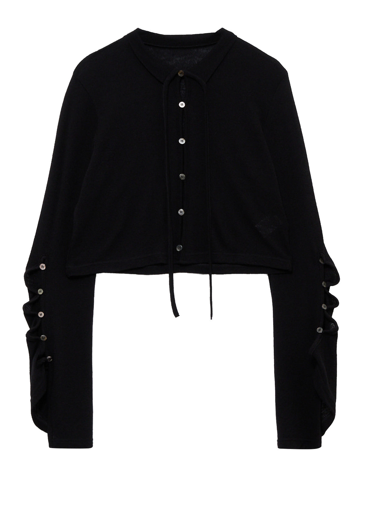 WOOL/SILK CREPE DRAPE SLEEVE CARDIGAN