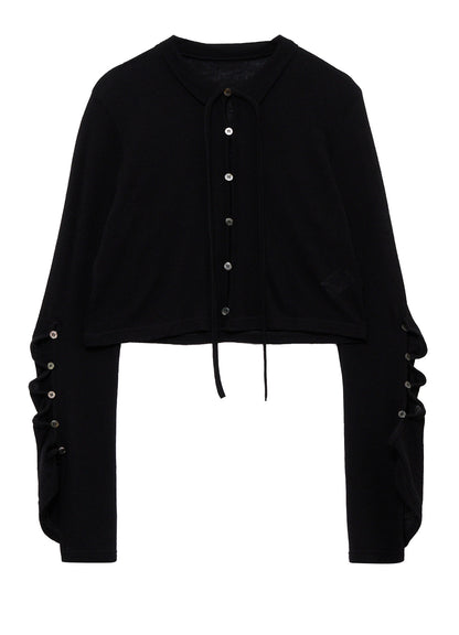 WOOL/SILK CREPE DRAPE SLEEVE CARDIGAN