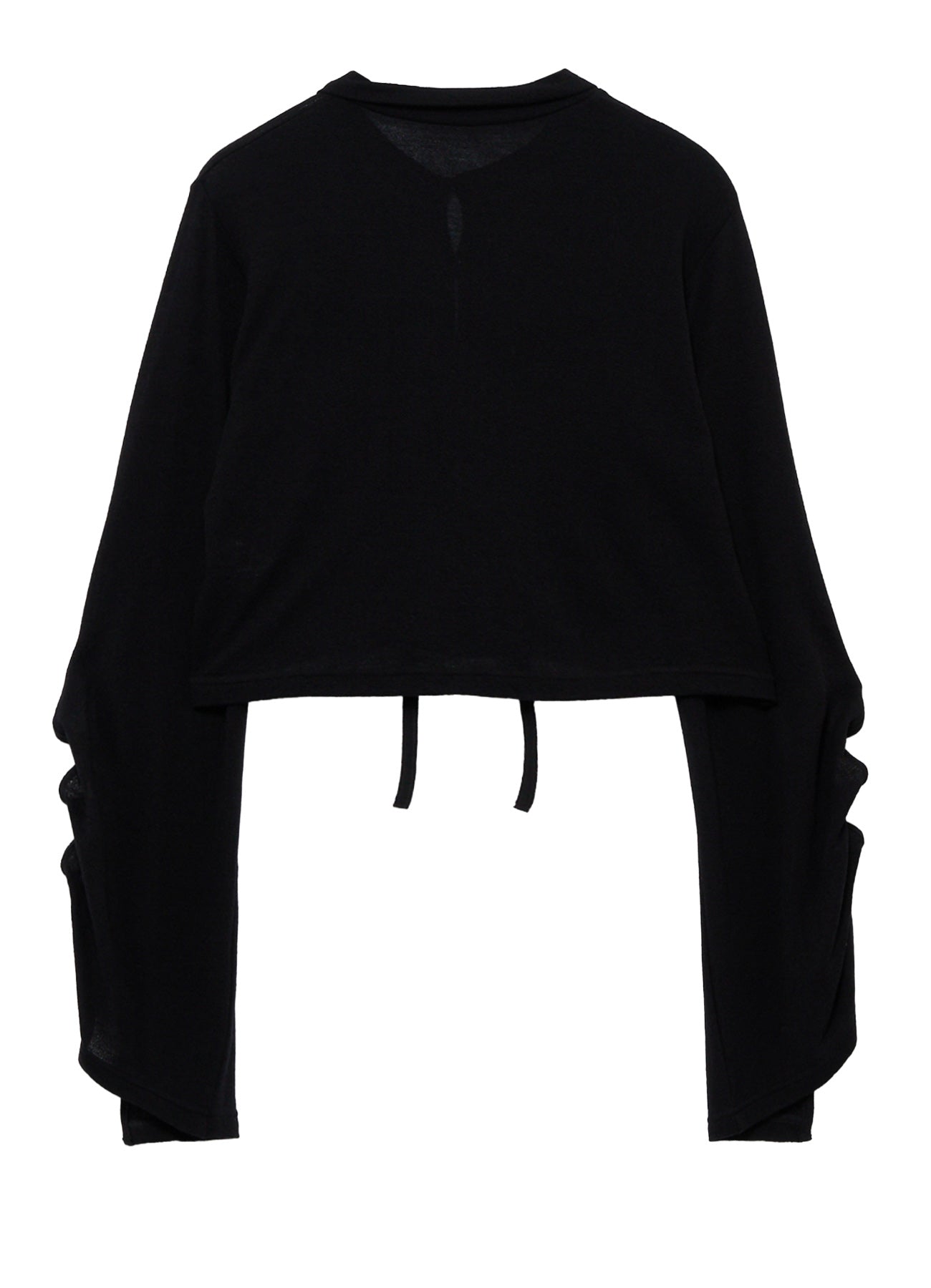 WOOL/SILK CREPE DRAPE SLEEVE CARDIGAN