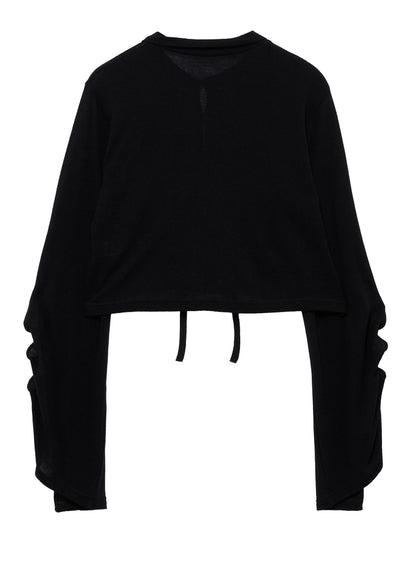 WOOL/SILK CREPE DRAPE SLEEVE CARDIGAN