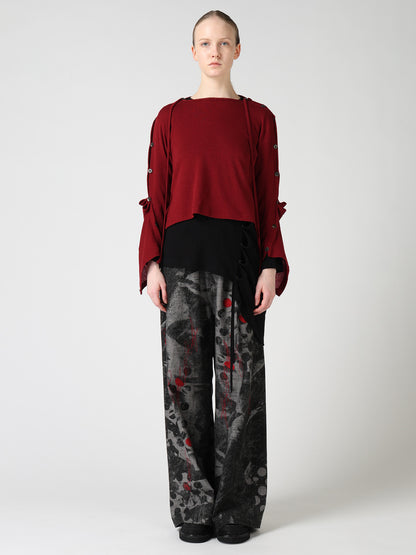 WOOL/SILK CREPE DRAPE BOAT NECK PULLOVER