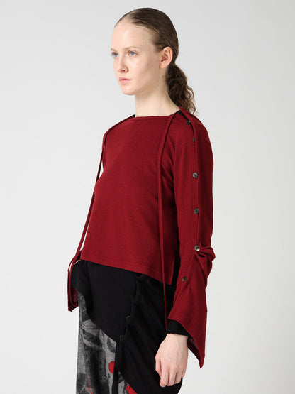 WOOL/SILK CREPE DRAPE BOAT NECK PULLOVER