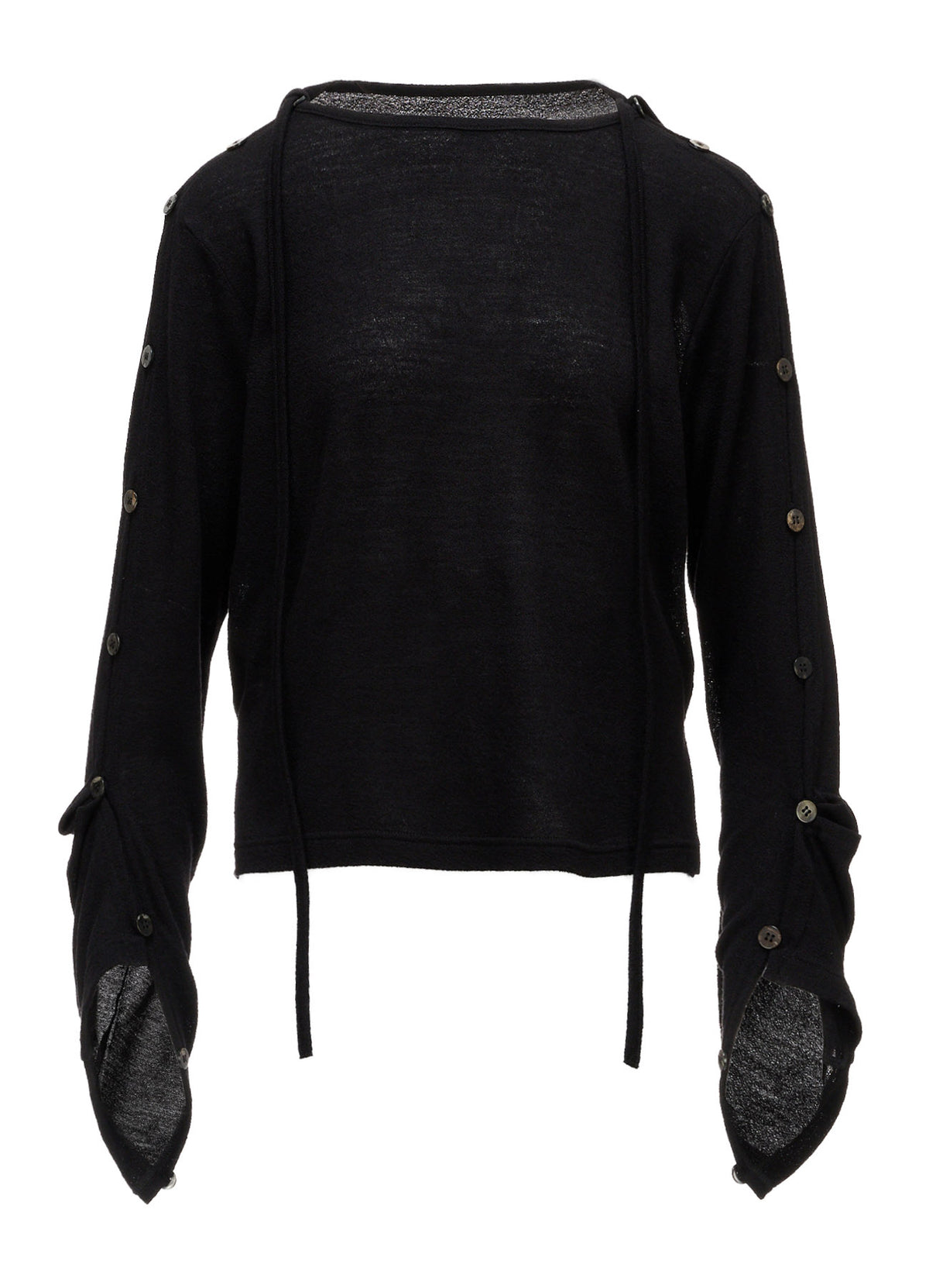 WOOL/SILK CREPE DRAPE BOAT NECK PULLOVER
