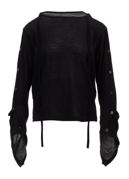 WOOL/SILK CREPE DRAPE BOAT NECK PULLOVER