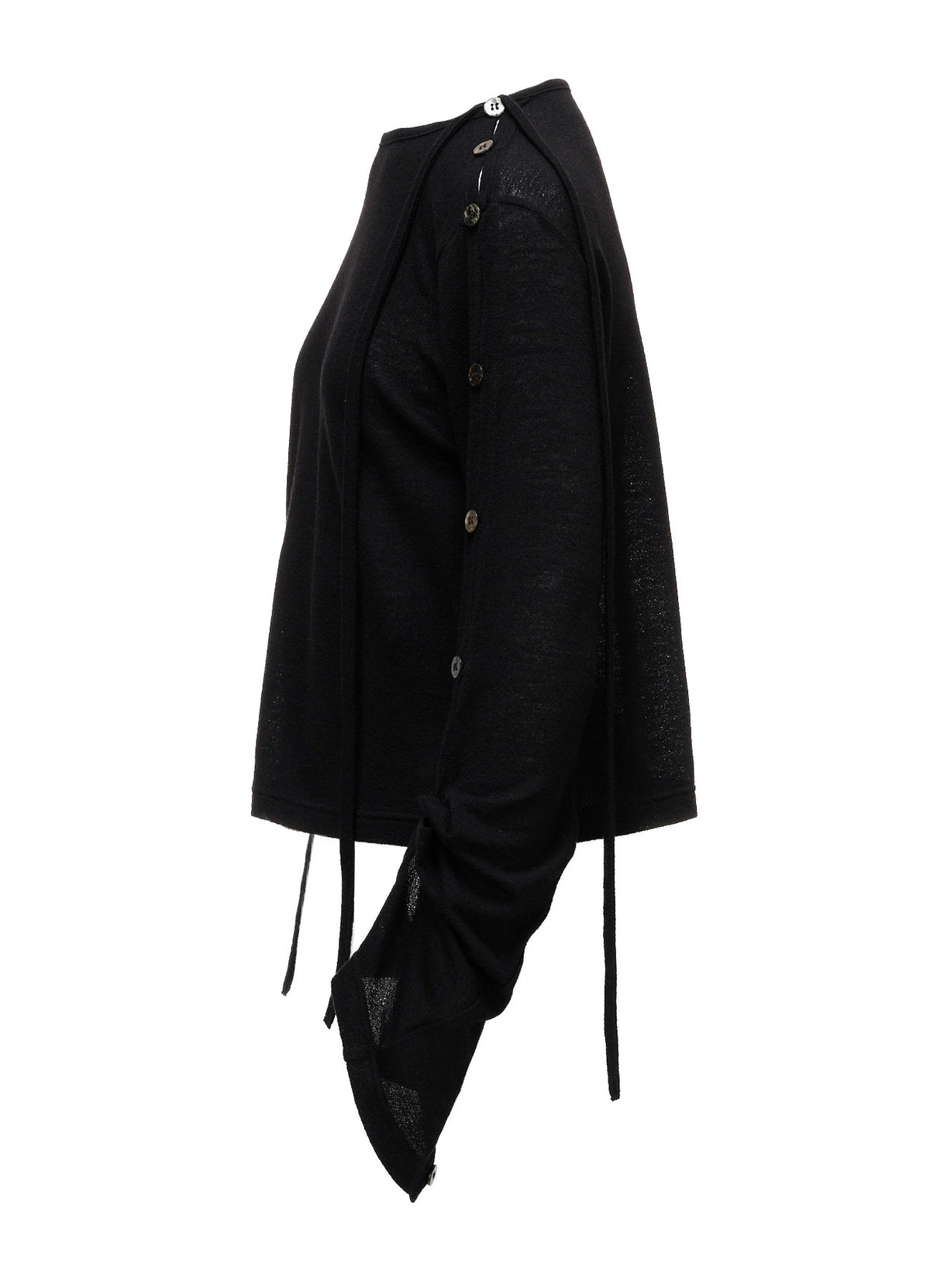 WOOL/SILK CREPE DRAPE BOAT NECK PULLOVER