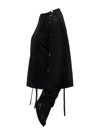 WOOL/SILK CREPE DRAPE BOAT NECK PULLOVER
