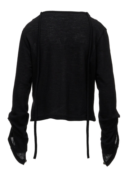 WOOL/SILK CREPE DRAPE BOAT NECK PULLOVER