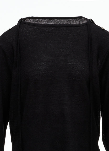 WOOL/SILK CREPE DRAPE BOAT NECK PULLOVER