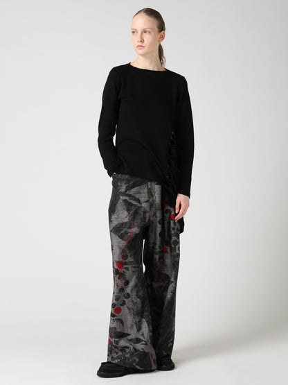 WOOL/SILK CREPE DRAPE SIDE DRAPE T-SHIRT