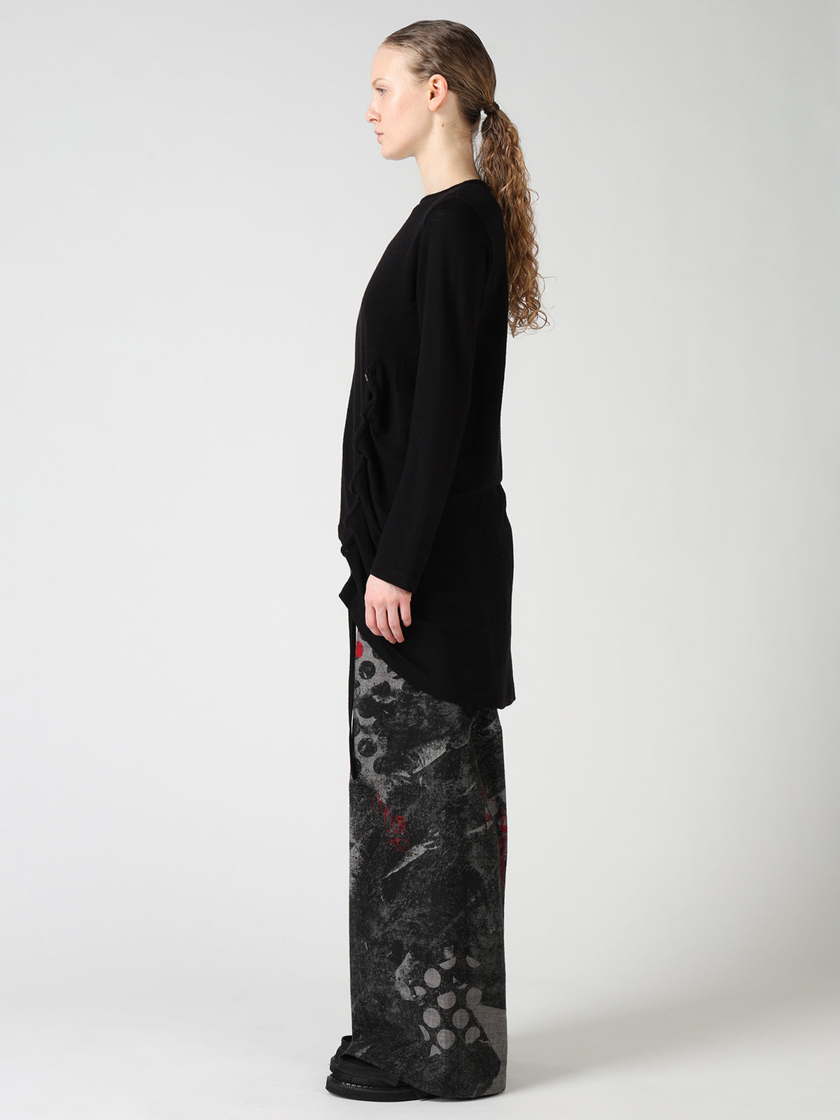 WOOL/SILK CREPE DRAPE SIDE DRAPE T-SHIRT