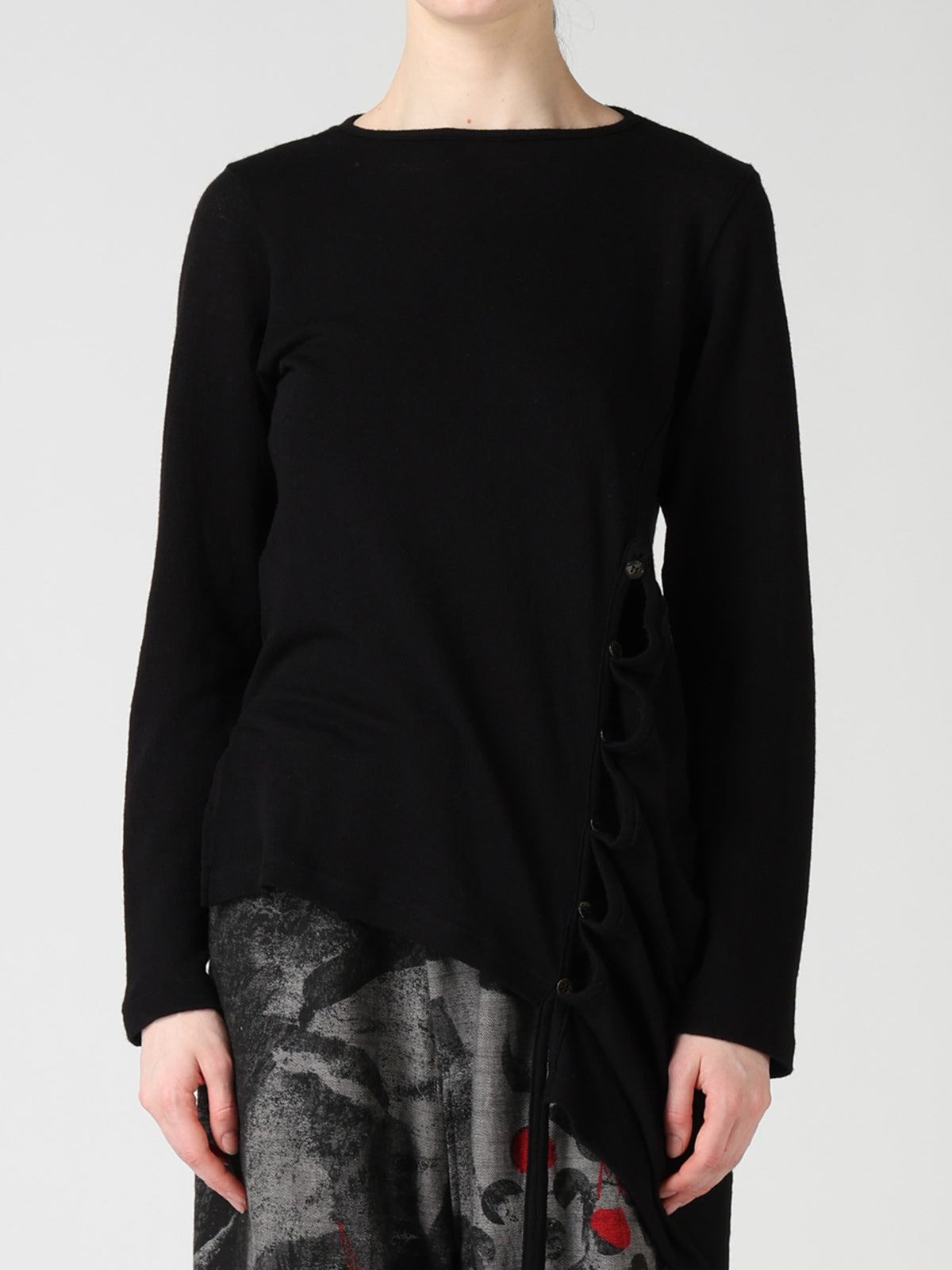 WOOL/SILK CREPE DRAPE SIDE DRAPE T-SHIRT