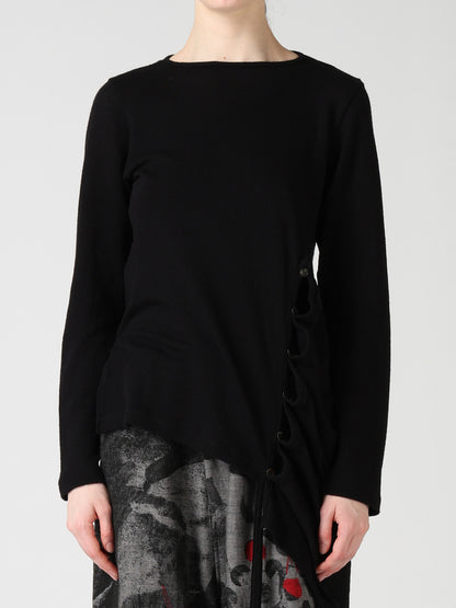 WOOL/SILK CREPE DRAPE SIDE DRAPE T-SHIRT