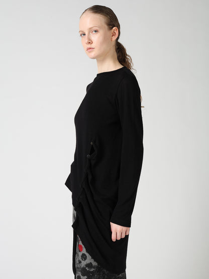 WOOL/SILK CREPE DRAPE SIDE DRAPE T-SHIRT