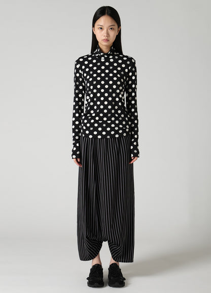 DOT FLOWER PRINT JERSEY HIGH NECK T-SHIRT
