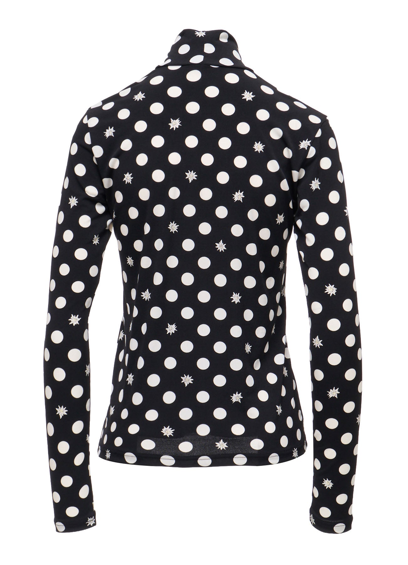 DOT FLOWER PRINT JERSEY HIGH NECK T-SHIRT