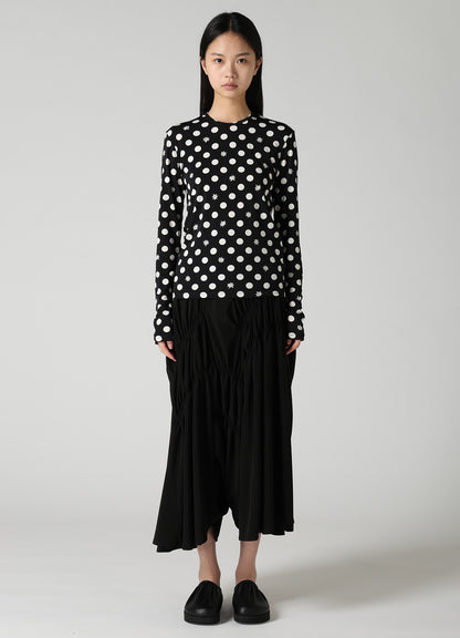 DOT FLOWER PRINT JERSEY ROUND NECK T-SHIRT