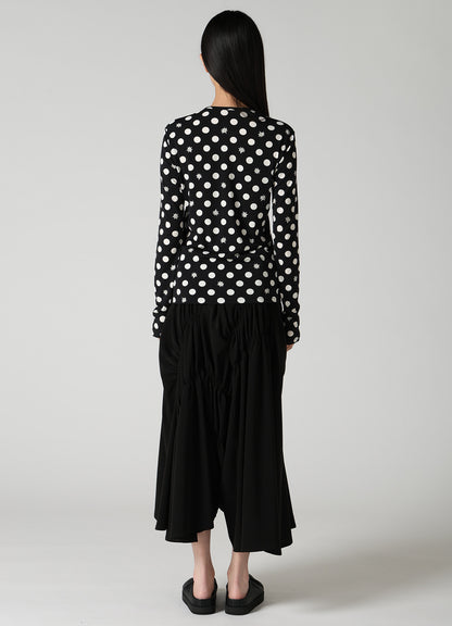 DOT FLOWER PRINT JERSEY ROUND NECK T-SHIRT