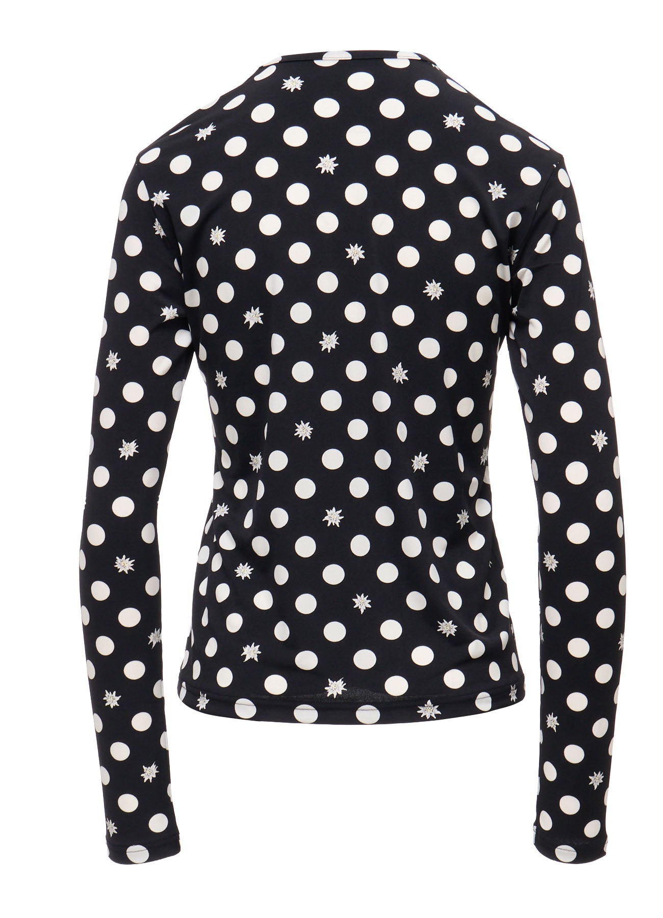 DOT FLOWER PRINT JERSEY ROUND NECK T-SHIRT
