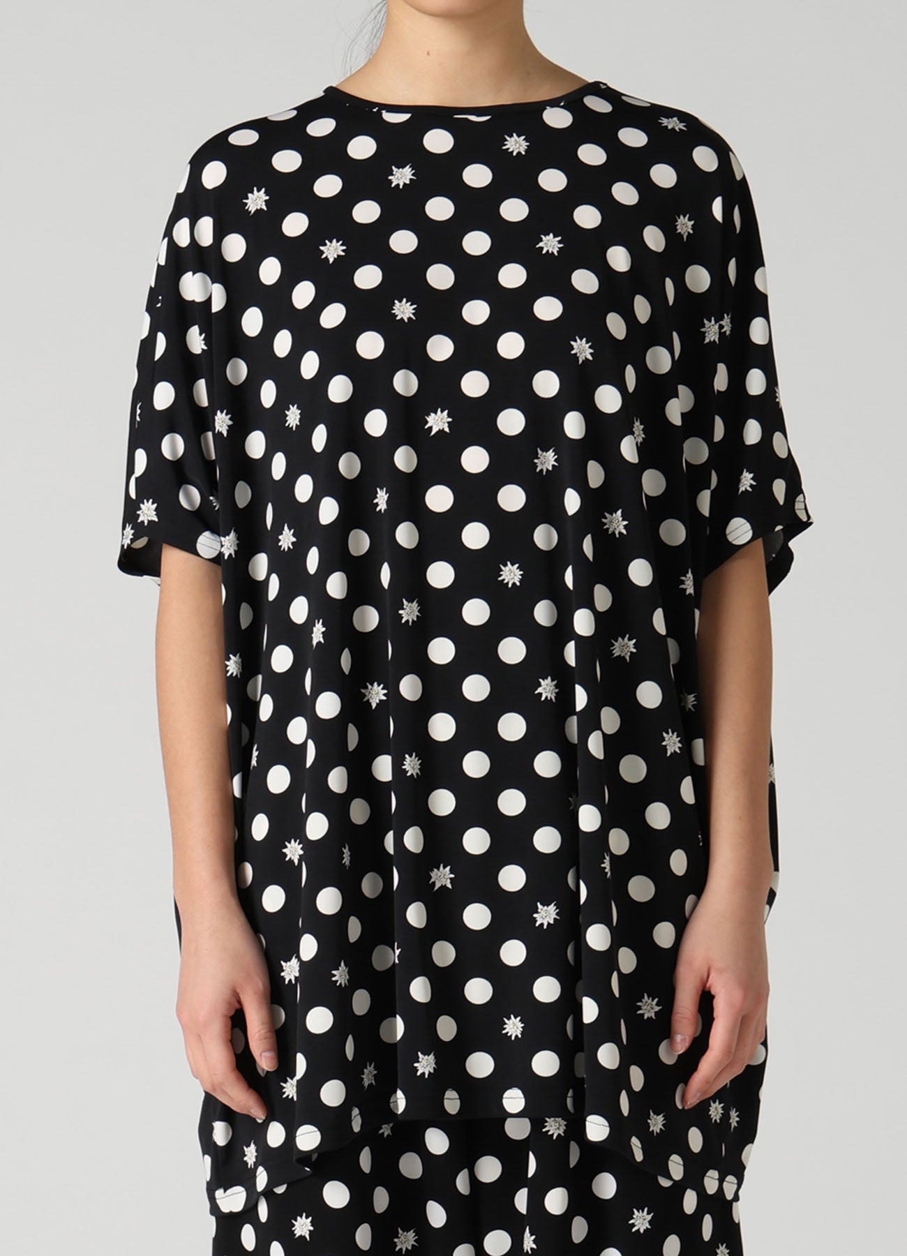 DOT FLOWER PRINT JERSEY OVERSIZED T-SHIRT