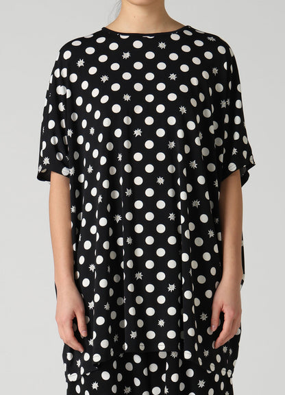 DOT FLOWER PRINT JERSEY OVERSIZED T-SHIRT