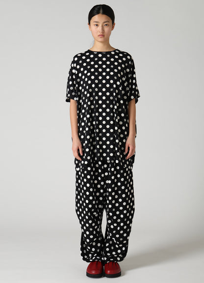DOT FLOWER PRINT JERSEY OVERSIZED T-SHIRT