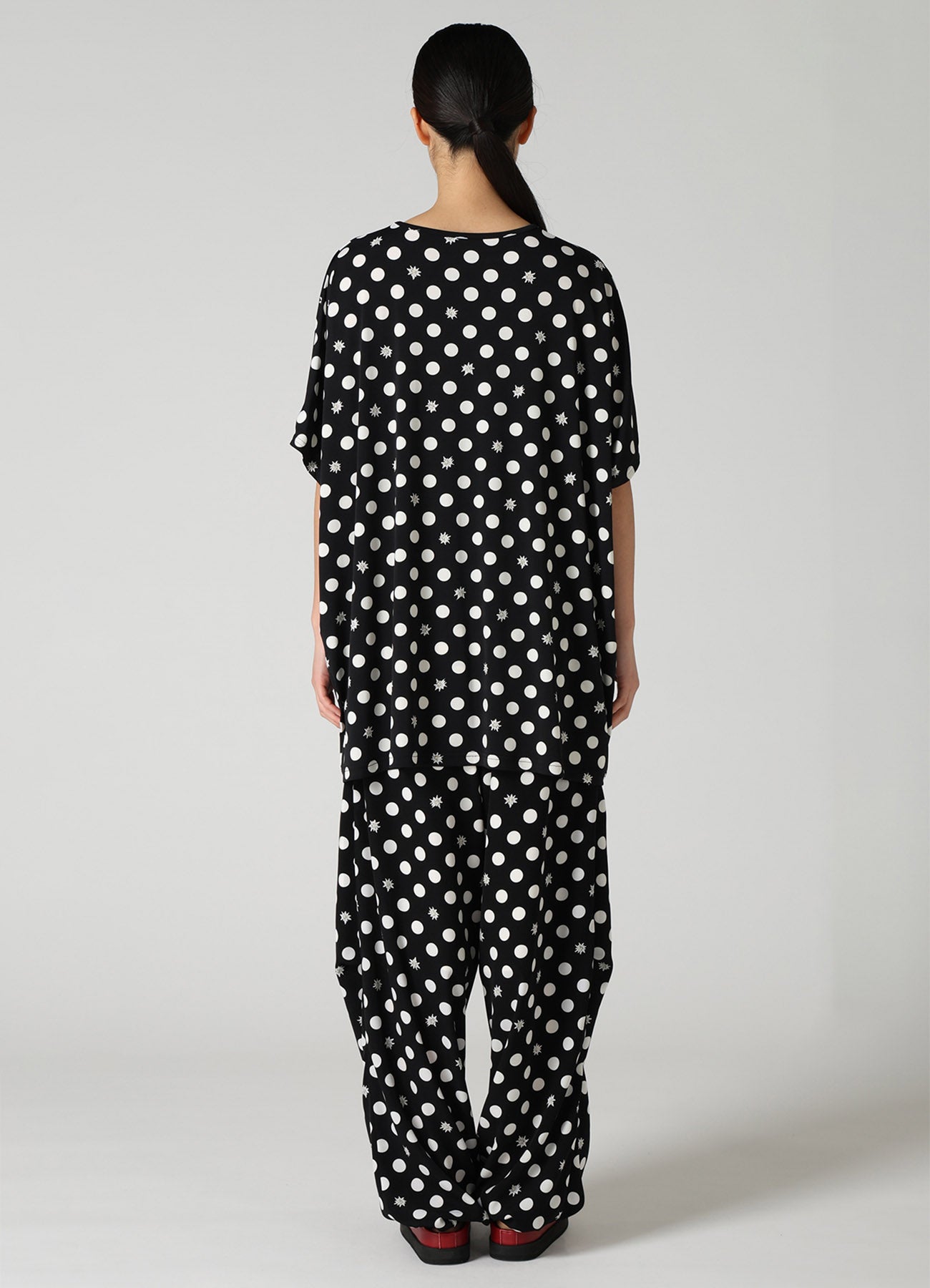 DOT FLOWER PRINT JERSEY OVERSIZED T-SHIRT