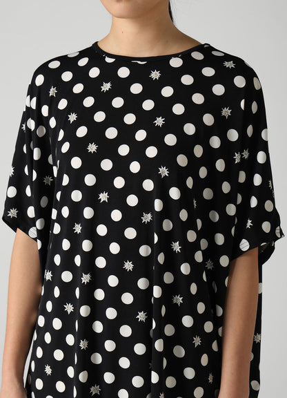 DOT FLOWER PRINT JERSEY OVERSIZED T-SHIRT