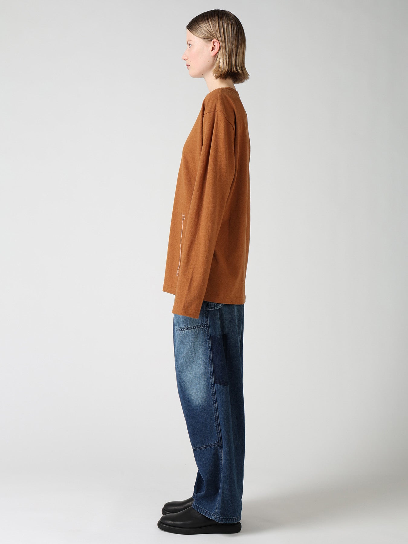 COTTON JERSEY Y'S STITCH BIG LONG SLEEVE T-SHIRT