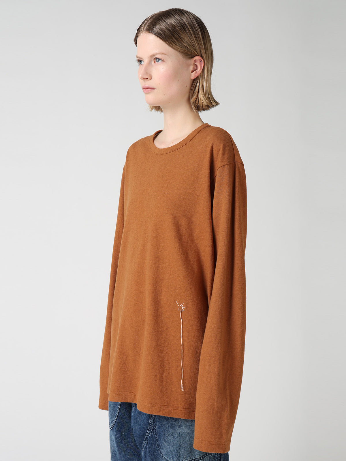COTTON JERSEY Y'S STITCH BIG LONG SLEEVE T-SHIRT