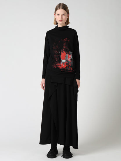 ATELIER PIGMENT PRINTED BOTTLE NECK T-SHIRT