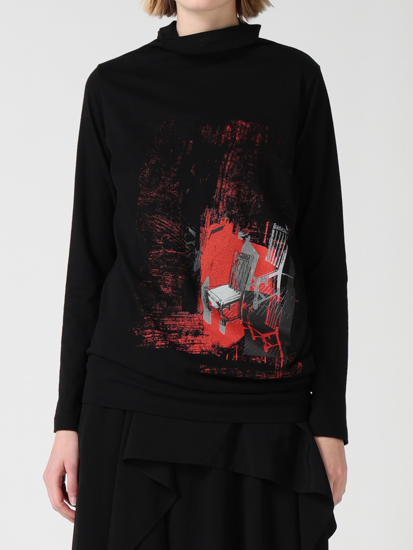 ATELIER PIGMENT PRINTED BOTTLE NECK T-SHIRT