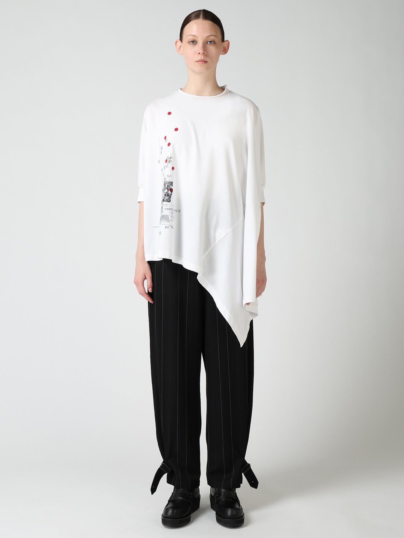ATELIER PIGMENT PRINTED ASYMMETRIC DOLMAN SLEEVE T-SHIRT