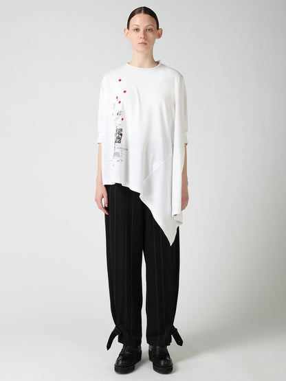 ATELIER PIGMENT PRINTED ASYMMETRIC DOLMAN SLEEVE T-SHIRT