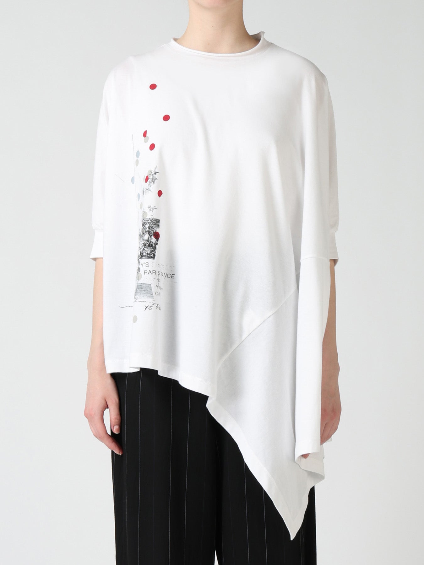 ATELIER PIGMENT PRINTED ASYMMETRIC DOLMAN SLEEVE T-SHIRT