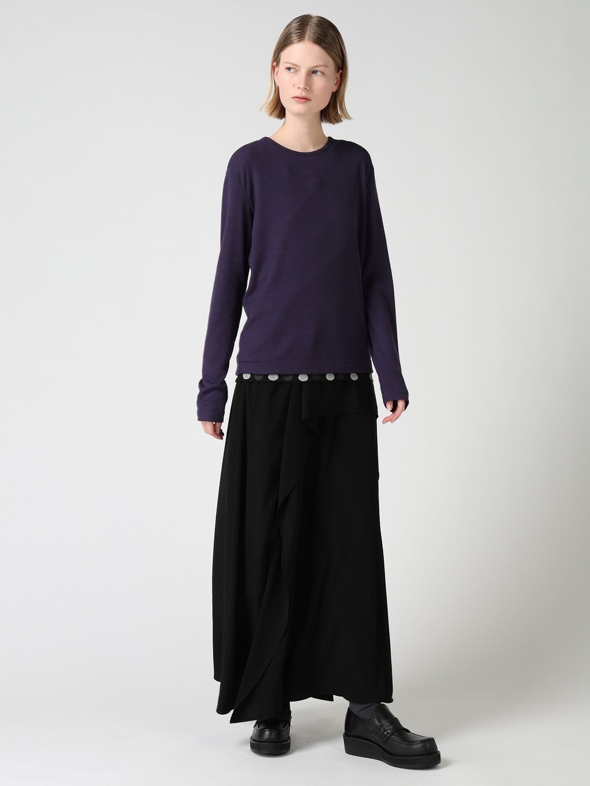 DOT PRINT TULLE ROUND NECK T-SHIRT