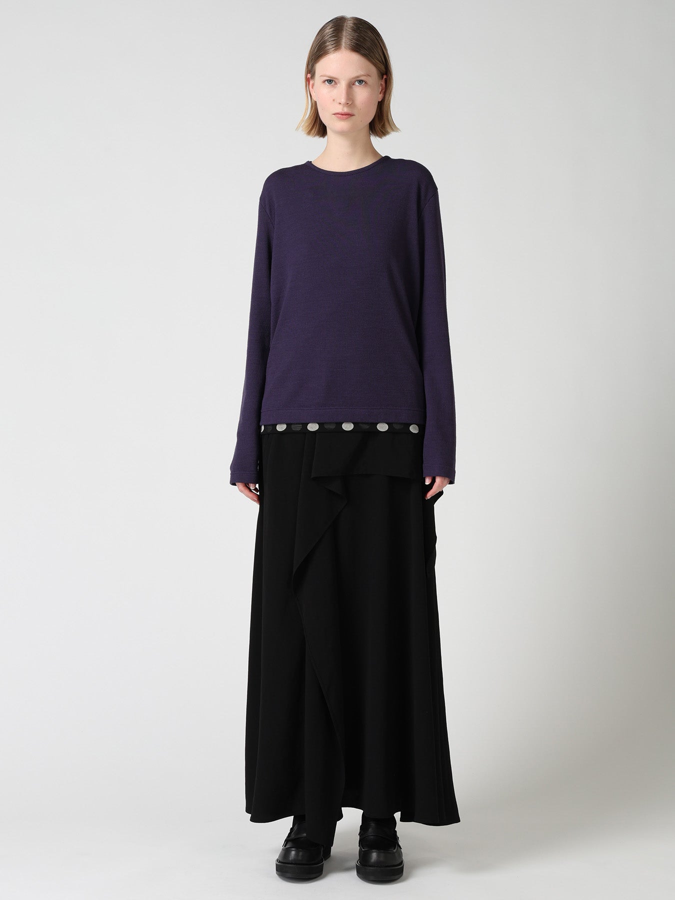 DOT PRINT TULLE ROUND NECK T-SHIRT