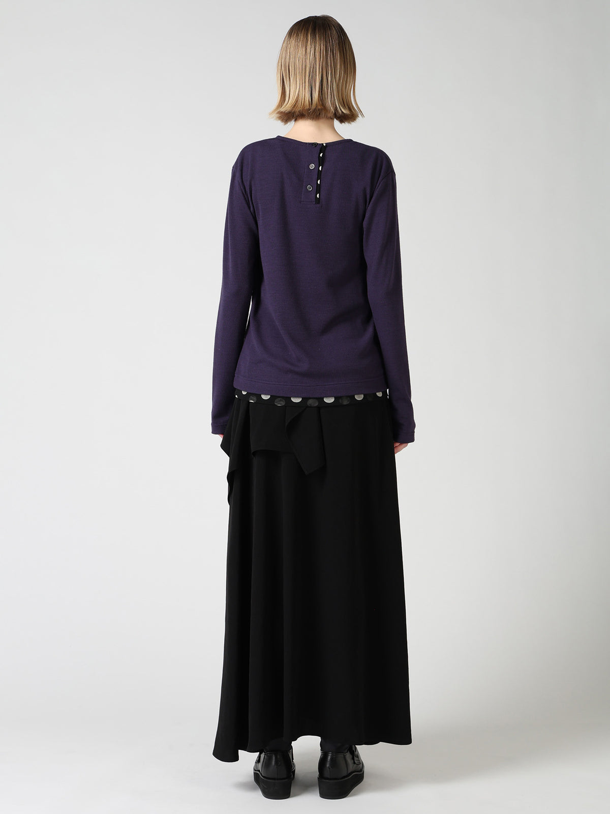 DOT PRINT TULLE ROUND NECK T-SHIRT