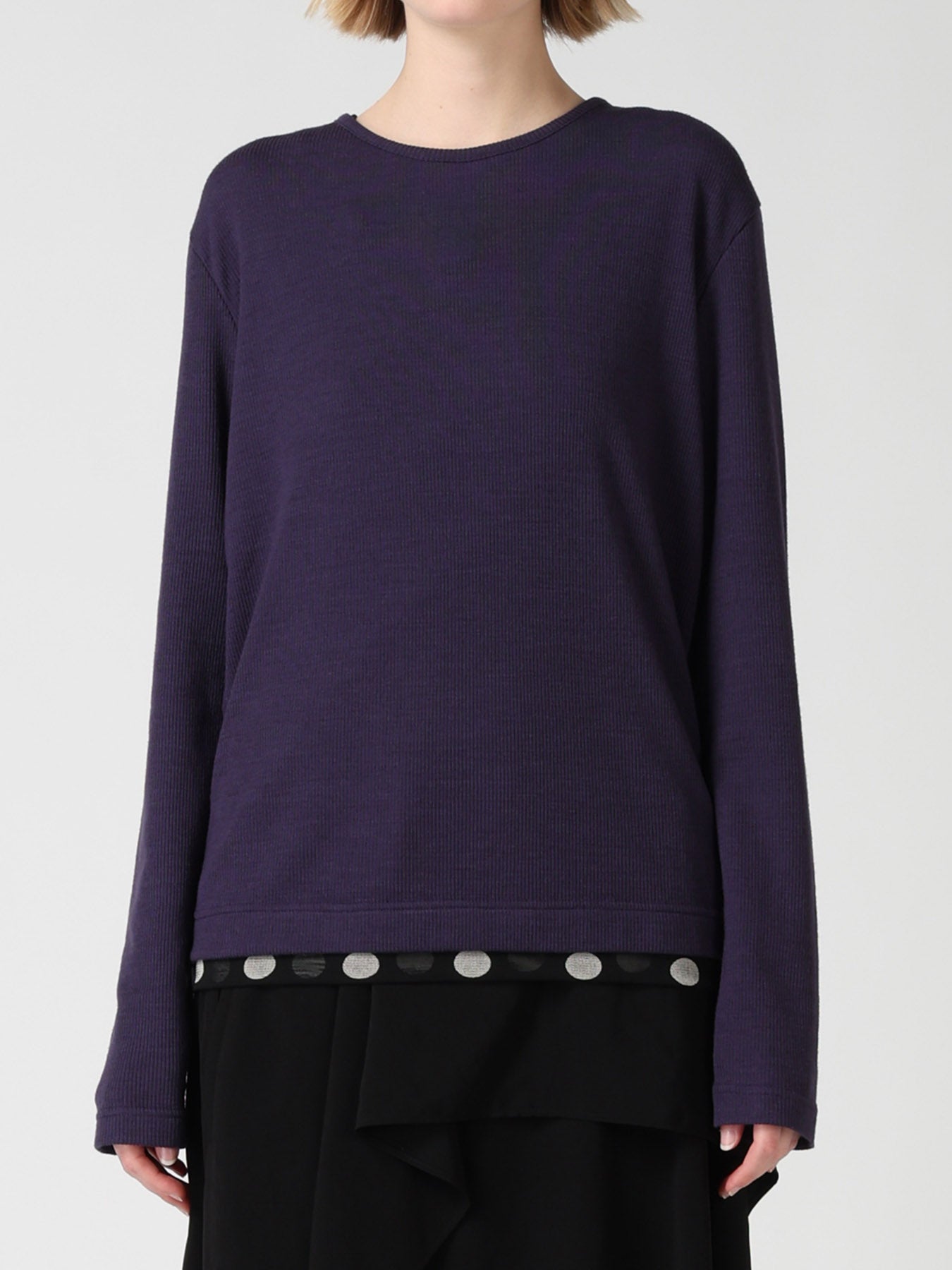DOT PRINT TULLE ROUND NECK T-SHIRT