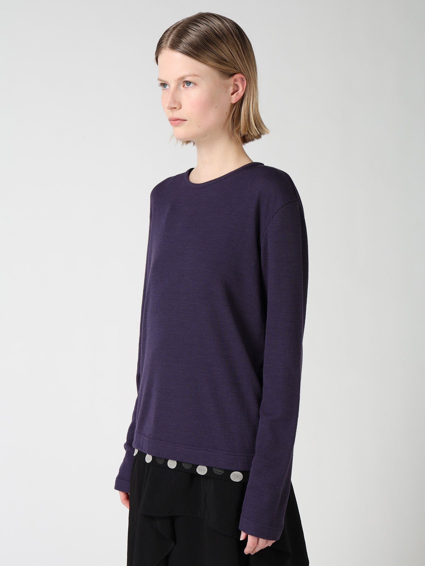 DOT PRINT TULLE ROUND NECK T-SHIRT
