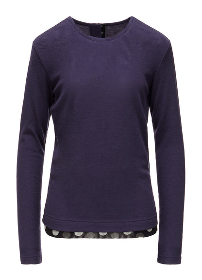 DOT PRINT TULLE ROUND NECK T-SHIRT