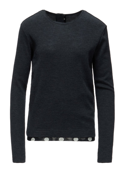 DOT PRINT TULLE ROUND NECK T-SHIRT